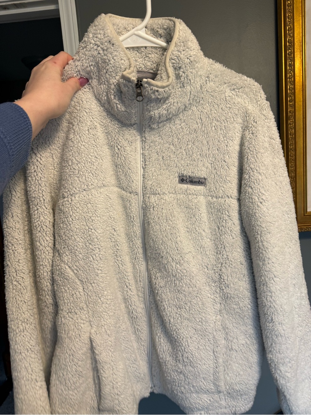 Columbia Light Grey Sherpa Fleece Jacket- L